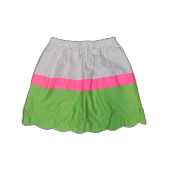 Lilly Pulitzer Mimosa Fluorescent Skirt S Color block Stripe A-line Scallop - Picture 3 of 11